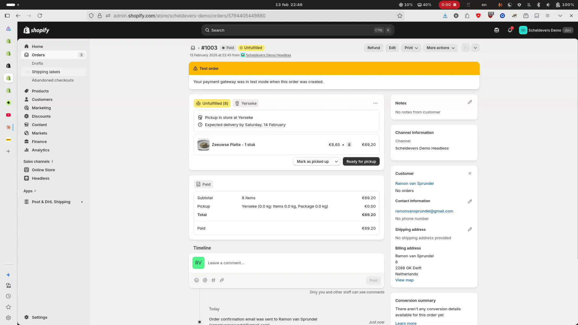 Orderdetails in Shopify Admin