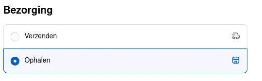 Checkout bezorgopties: verzenden of ophalen